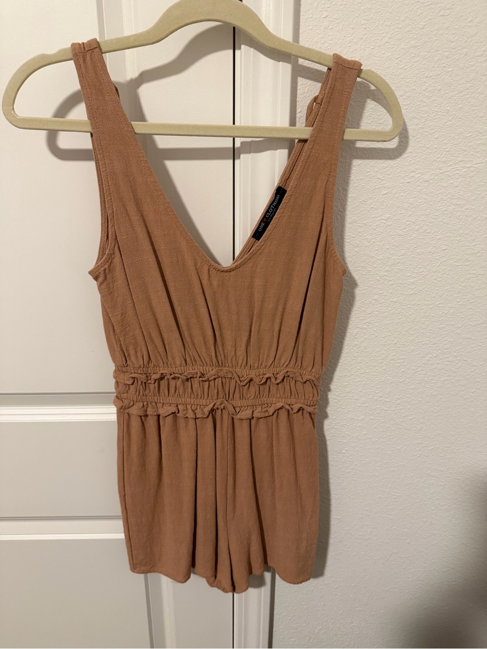 One Clothing Women's Tan Ribbed Romper